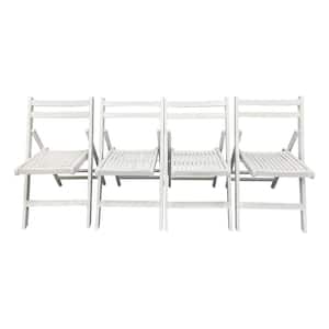 White Slatted Aspen Wood Folding Lawn Chair for Special Event, Set of 4