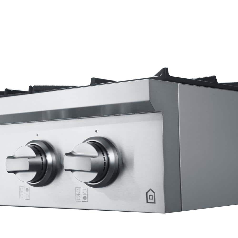 48" Stainless Steel 8-Burner Gas Cooktop with Cast Iron Grates