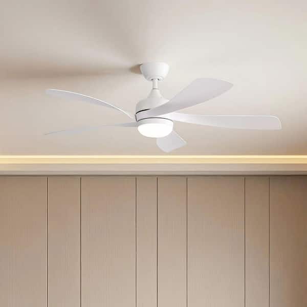 MODERN HABITAT Blade Span 52 in. Smart Indoor/Outdoor White Low Profile Ceiling Fan with LED Light and Remote Control