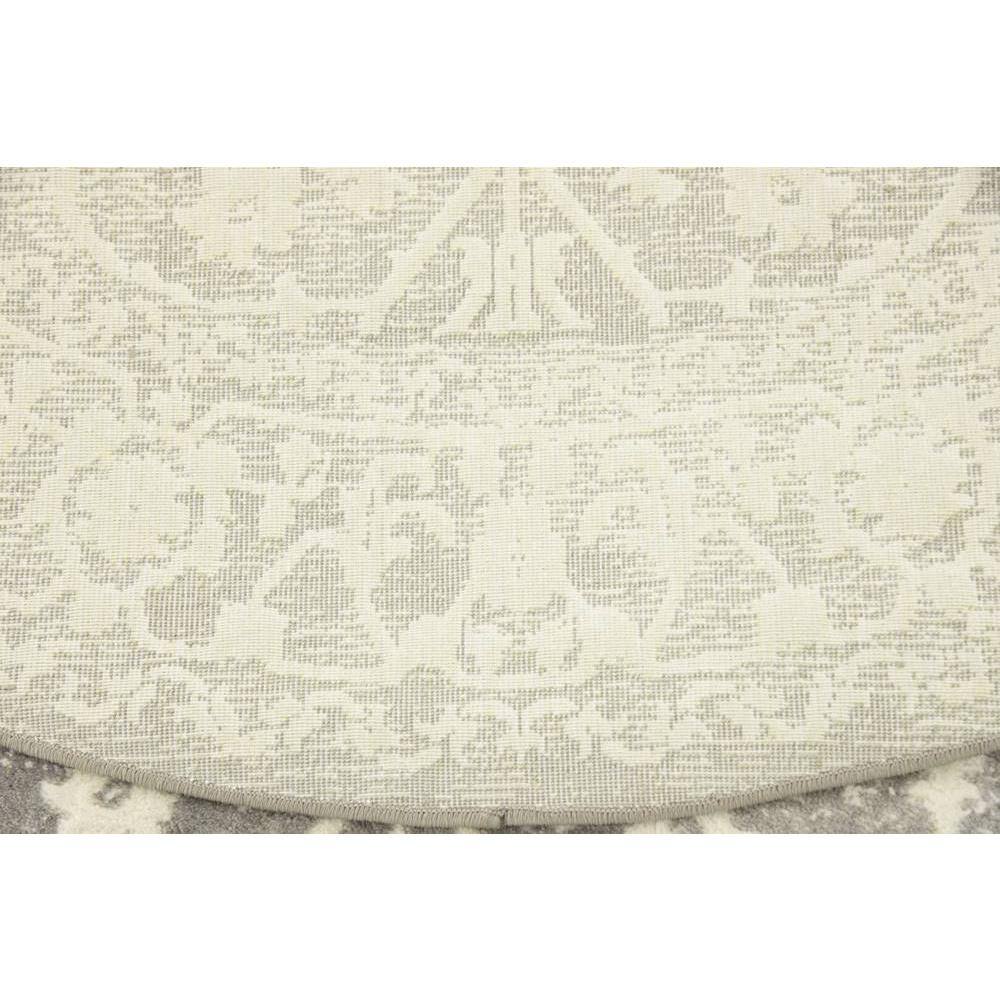 Light Gray Round Abstract Stain-Resistant Synthetic Rug