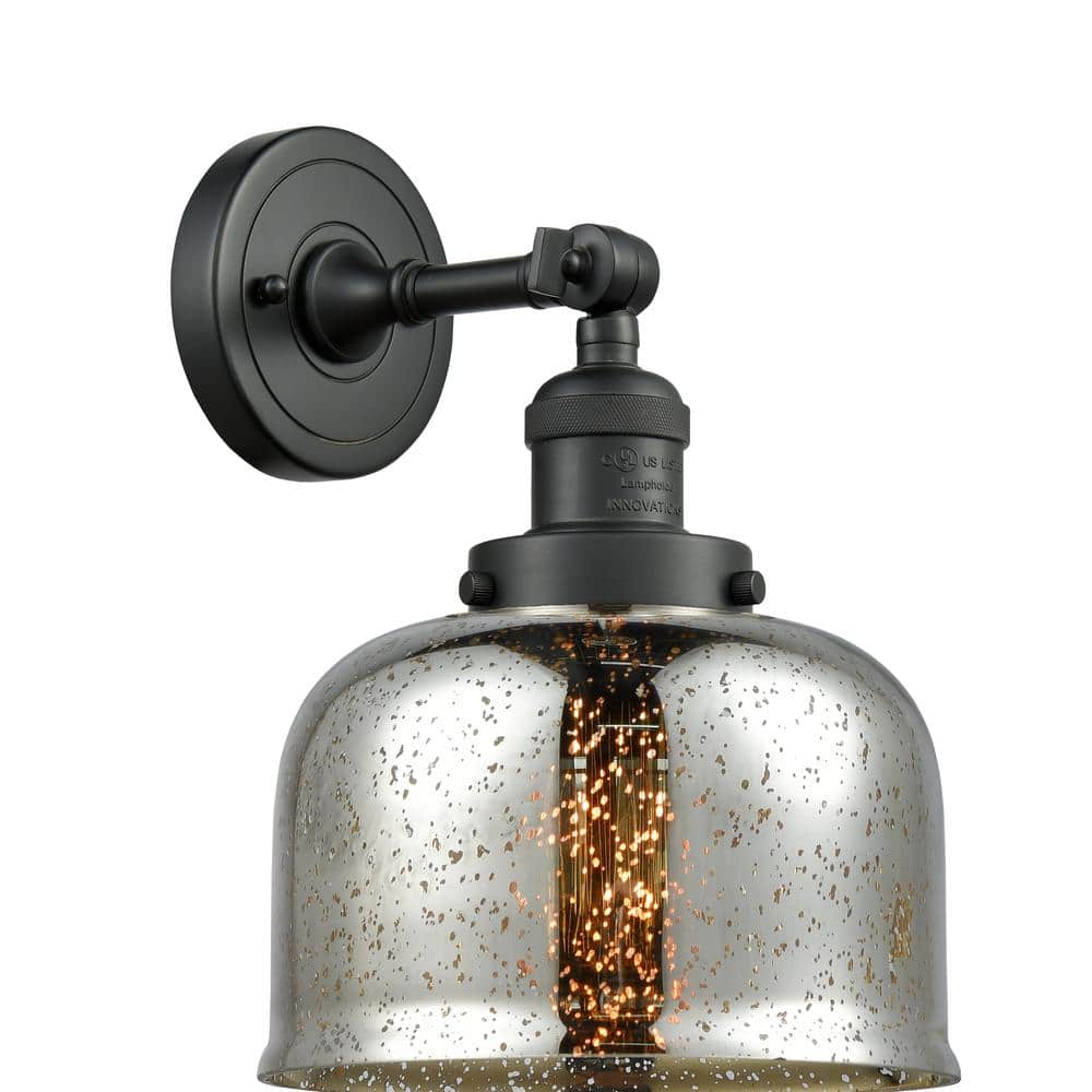 Matte Black and Glass Industrial Semi-Flush Mount Light