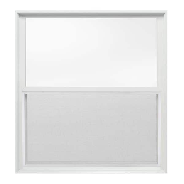 JELD-WEN 37.375 in. x 40 in. W-2500 Series White Painted Clad Wood Double Hung Window w/ Natural Interior and Screen