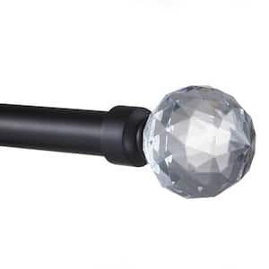 Crystal Ball 36 in. - 72 in. Adjustable 1 in. Single Curtain Rod Kit in Matte Black with Finial