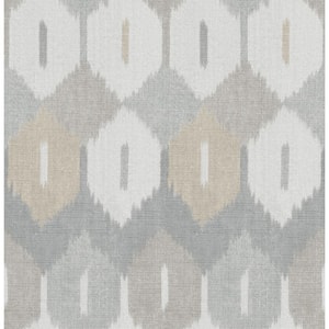 Abilene Neutral Grey Ikat Wallpaper Sample