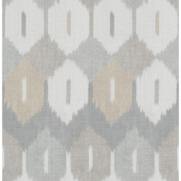 A-Street Prints Abilene Neutral Grey Ikat Wallpaper Sample