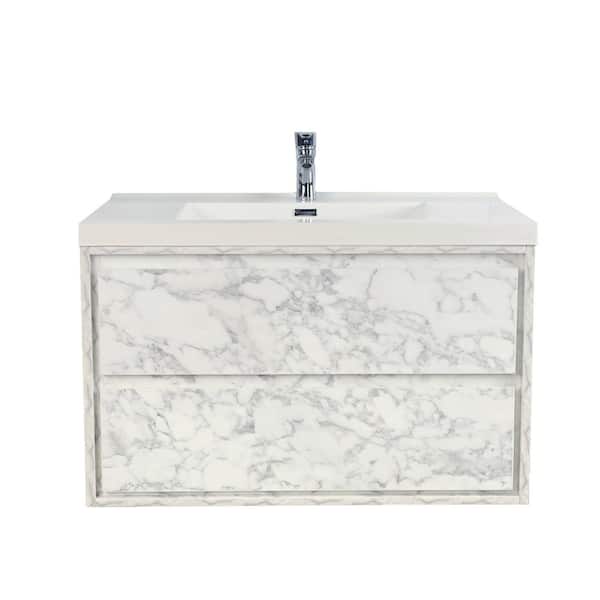 Moreno Bath Sage 42 in. W Vanity in Marble White with Reinforced Acrylic Vanity Top in White with White Basin
