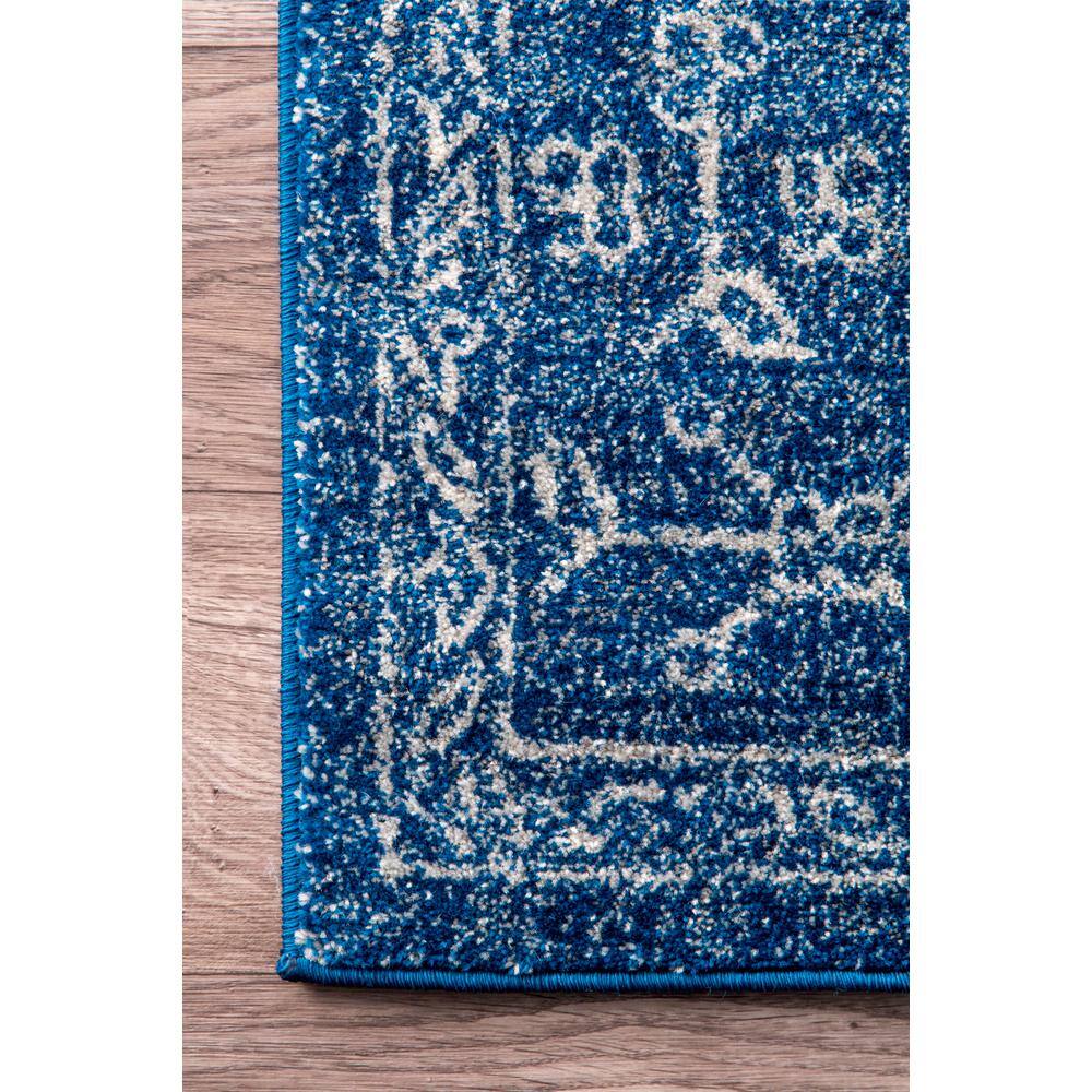 Dark Blue Vintage Polypropylene Runner Rug, 2' 8" x 8'