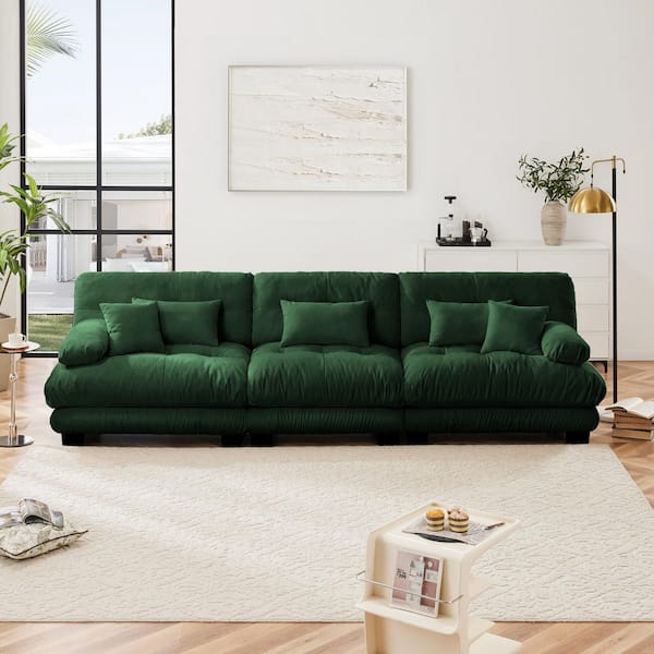 133.8 in. W 3-Piece Chenille Modular Sectional Sofa in Green for Living Rooms, Apartments