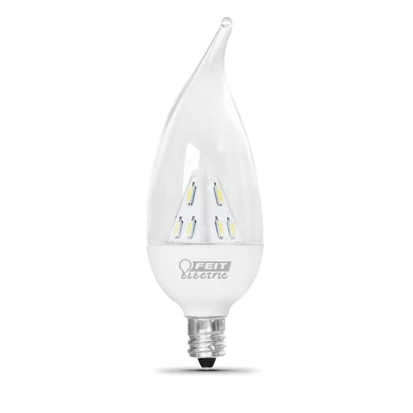 Feit Electric 25W Equivalent Soft White (3000K) CA Clear Candelabra Base LED Light Bulb