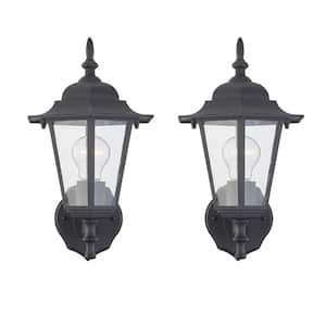 1-Light Industrial Style Metal Matte Black Wall Sconce (2-Pack)