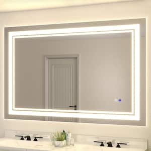 60 in. W x 40 in. H Large Rectangular Frameless Anti-Fog LED Lighted Wall Bathroom Vanity Mirror