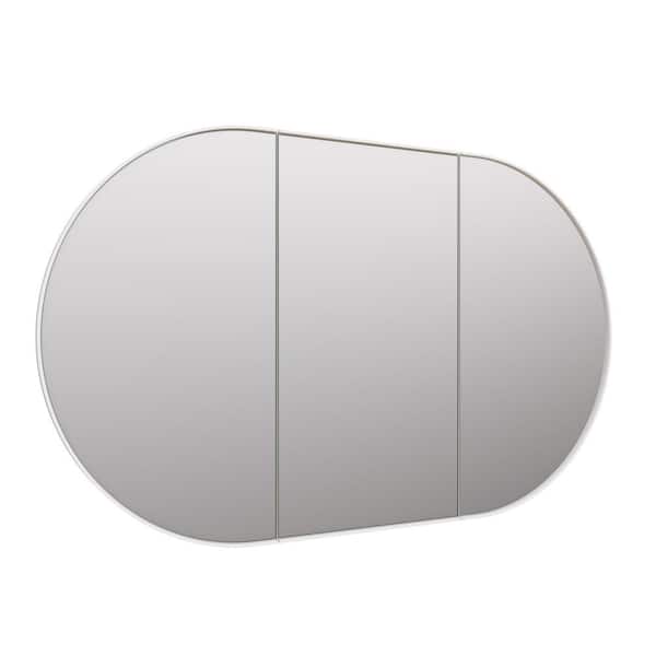 Glass Warehouse Nia 48 in. W x 30 in. H x 5 in. D White Recessed Medicine Cabinet with Mirror
