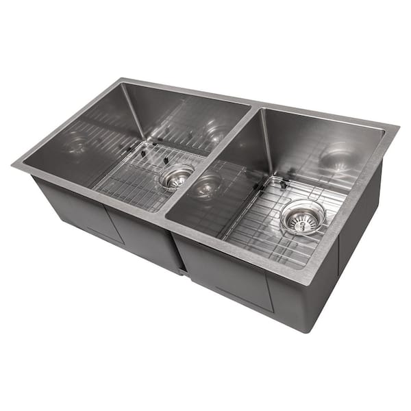 ZLINE Kitchen and Bath ZLINE Chamonix 36" Undermount Double Bowl Sink in DuraSnow Stainless Steel (SR60D-36S)