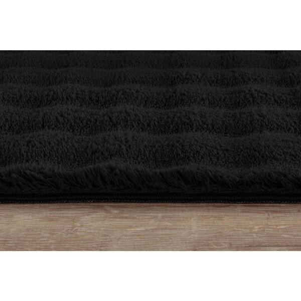 CAMILSON CloudSoft Black 5 ft. x 7 ft. Non Slip Rubber Back