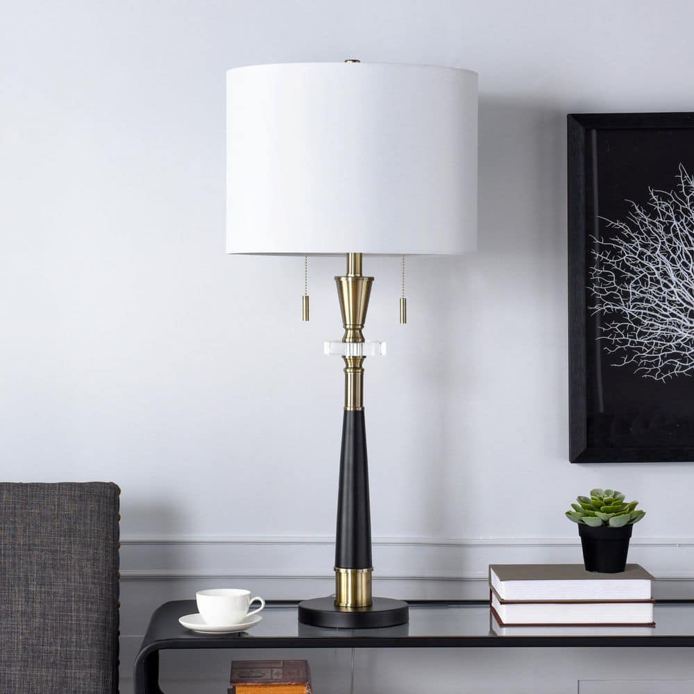 35.5 in. Gold Contemporary Bedside Table Lamp for Living Room with White Linen Shade price history on PriceWatchPro
