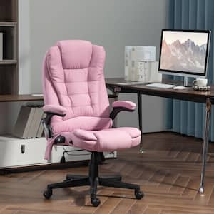Polyester Adjustable Height Ergonomic Executive Chair in Pink with Arms