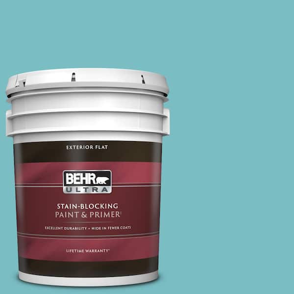 BEHR ULTRA 5 gal. #M460-4 Pure Turquoise Flat Exterior Paint & Primer