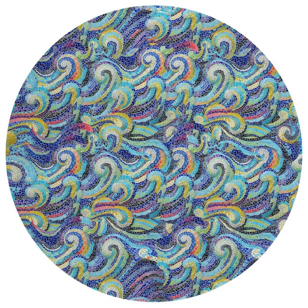 Addison Rugs Surfside Blue 8 ft. x 8 ft. Geometric Indoor/Outdoor area rug