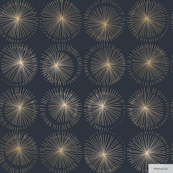 Tempaper Midnight and Metallic Gold Goodbye Moon Vinyl Peel and Stick Wallpaper Roll (Covers 56 Sq. ft.)