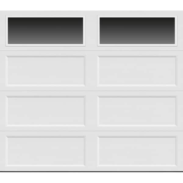 Clopay Bridgeport Steel Extended Panel 8 ft x 7 ft Insulated 6.3 R-Value White Garage Door with Windows