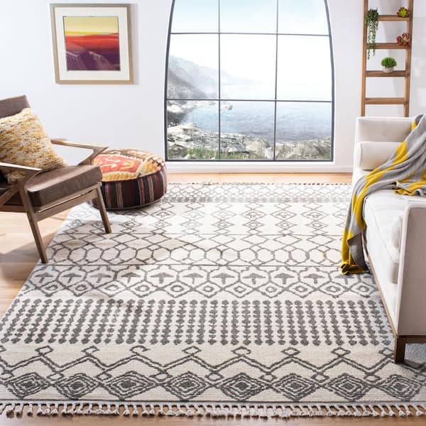 Kasbah 8 ft. x 10 ft. Ivory/Gray Tribal Area Rug