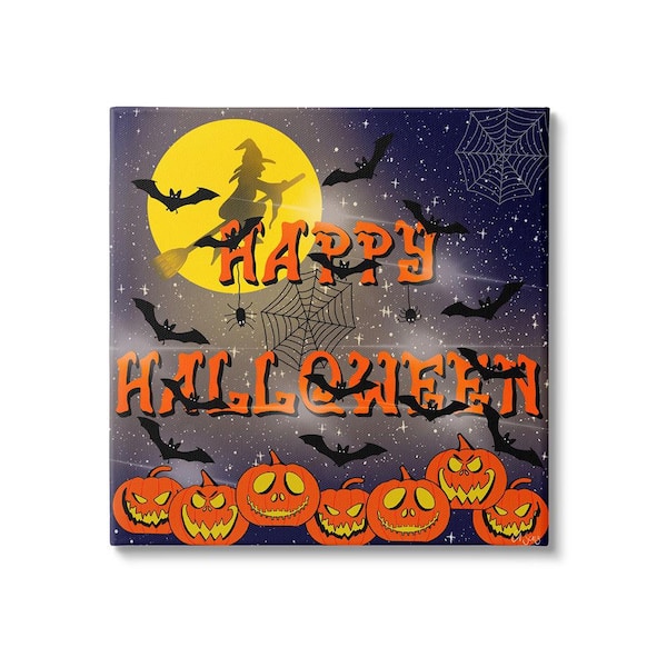 Stupell Industries Halloween Witch Scene byAlejandra Saiz 1 Piece Unframed Graphic Print Typography Poster Art Print 24 in. x 24 in.