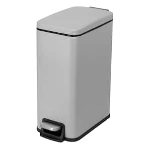 Slim Rectangular 6 L/1.6 Gal. Pedal Trash Bin with Soft Close Lid in Matte Gray