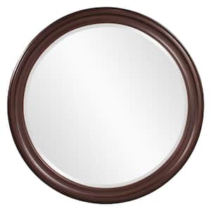 Medium Round Wenge Brown Beveled Glass Casual Mirror (36 in. H x 36 in. W)