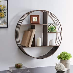 27.5 x 6 x 27.5 in. Round Metal Bronze Brody Industrial Circular Shelf