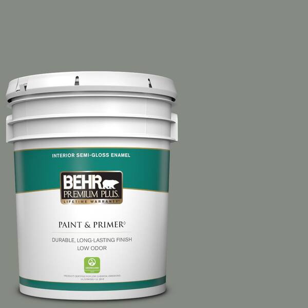 BEHR PREMIUM PLUS 5 gal. #710F-5 Valley Hills Semi-Gloss Enamel Low Odor Interior Paint & Primer
