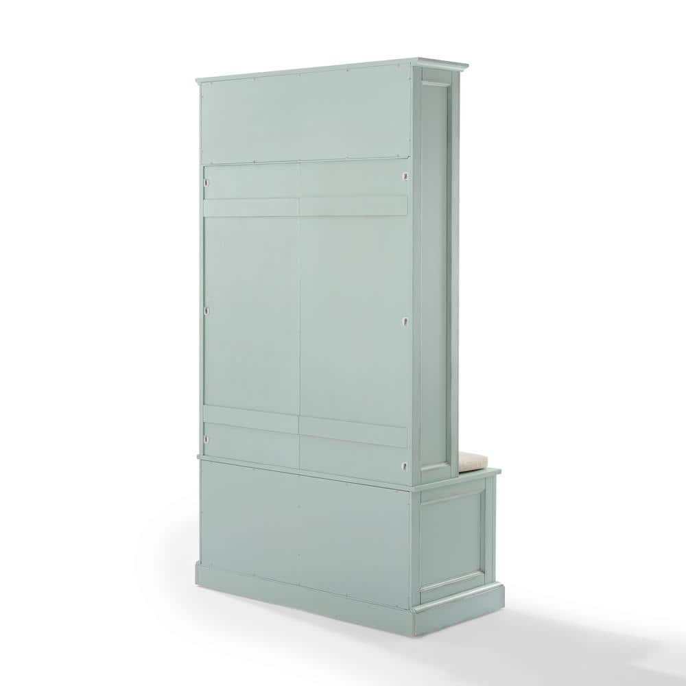 Holbrook Seafoam Blue Distressed Hall Tree with Storage Bench
