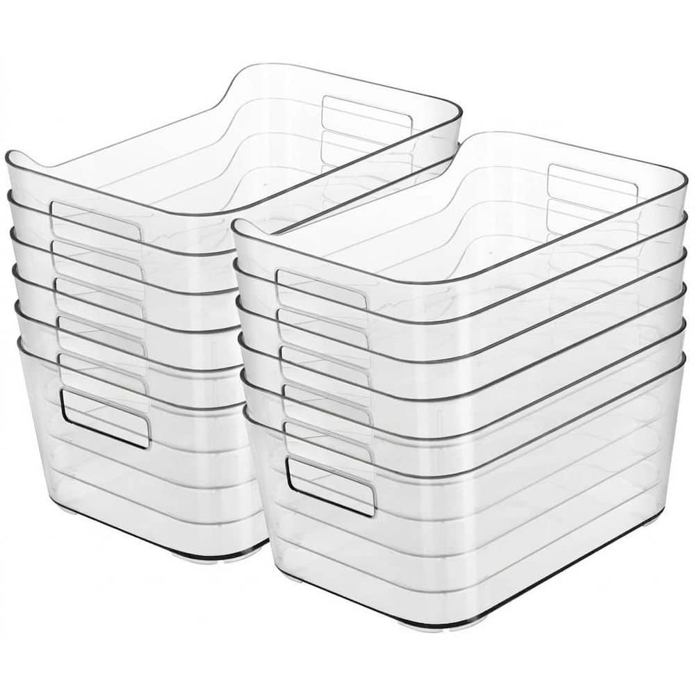 Clear Plastic Pantry Organizer Bins with Easy Grip Handles Multi-Use Storage Containers for Kitchen 12 Pack price history on PriceWatchPro