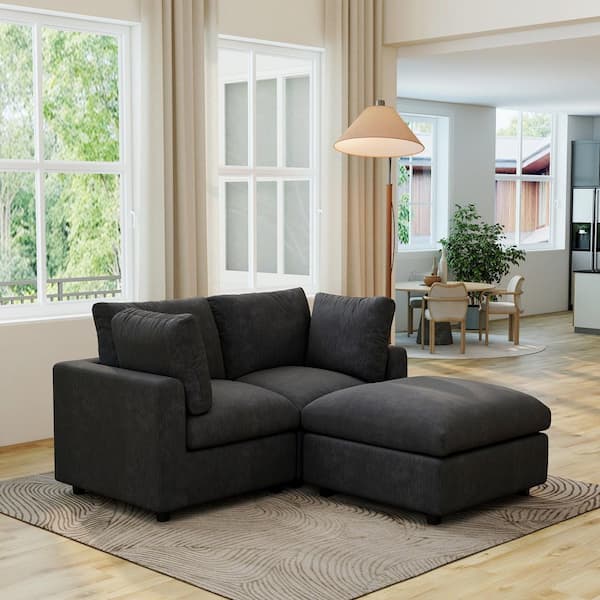 Magic Home Set of 2 Bubble Curved Sofa, 79 in. Fabric Sectional