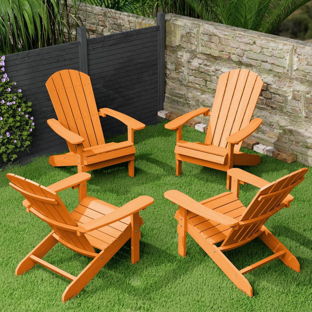 Mximu Classic Orange HIPS Plastic Outdoor Patio Adirondack Chair