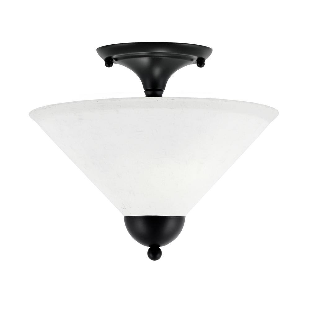 Bristol 12 in. 2-Light Matte Black Transitional Semi-Flush Mount with 12 in