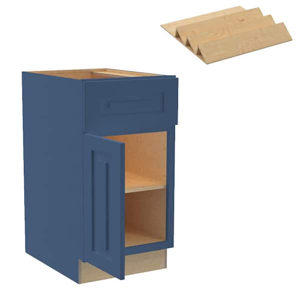 Grayson 21 in. W x 24 in. D x 34.5 in. H Assembled Plywood Base Kitchen Cabinet in Mythic Blue with Spice Soft Close LH