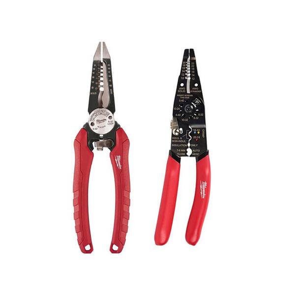 Milwaukee 2-Piece 7.75 in. Combination Electricians 6-in-1 Wire Strippers Pliers with Multi-Purpose Pliers