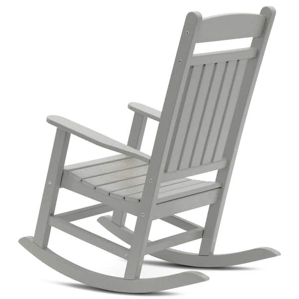 DUROGREEN Classic Rocker Light Gray Plastic Outdoor Rocking Chair