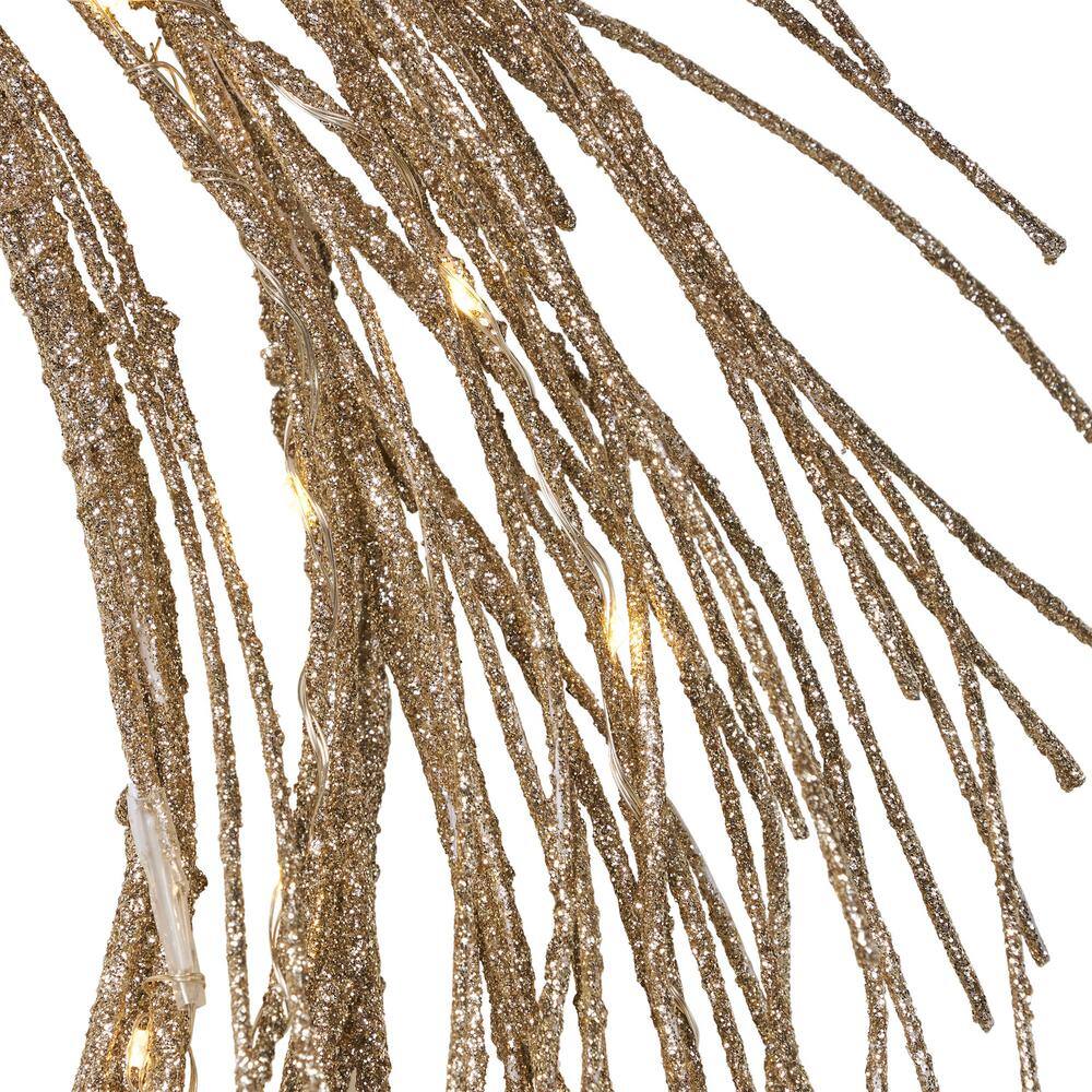 24" Champagne Glitter Pre-Lit LED Artificial Christmas Wreath