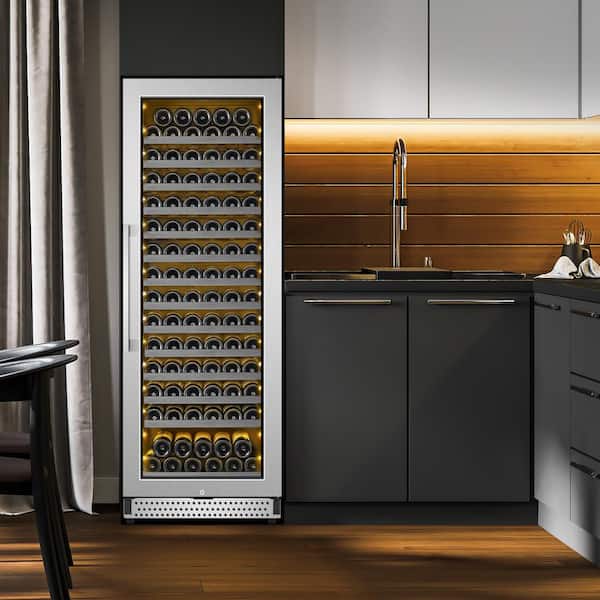 Cellar Cooling Unit 24 in . Single Zone 154-Bottle Built-In or Freestanding Wine Cooler with Door Lock, Stainless Steel