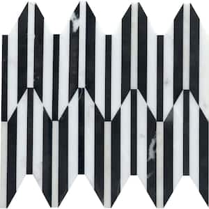 Bizou White/Black 10 in. x 12 in. Polished Marble Mosaic Wall Tile (5.02 sq. ft./Case)
