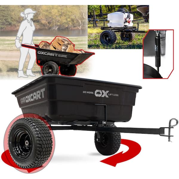 OXCART Stockman 15 cu. ft. -17 cu. ft. Lift-Assist and Swivel Dump Cart w ATV-Grade MAG Tires