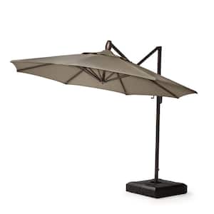 10 ft. Aluminum Round Cantilever Tilt Patio Umbrella in Tan