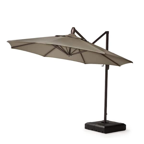 RST BRANDS 10 ft. Aluminum Round Cantilever Tilt Patio Umbrella in Tan