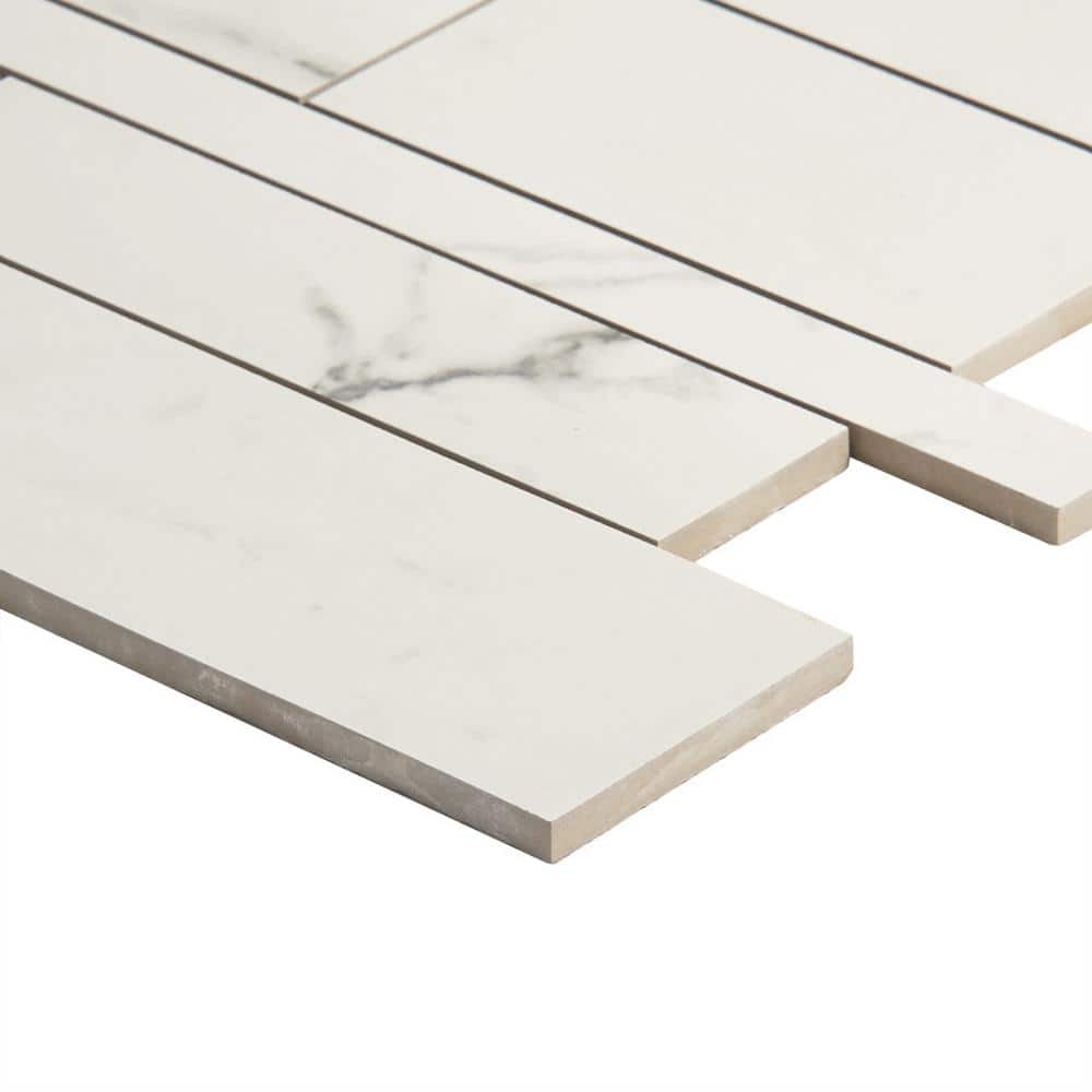 Saroshi Statuario Venato Matte Porcelain Marble Look Mosaic Tile