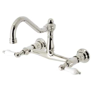 Vintage 2-Handle Wall-Mount Bathroom Faucets in Polished Nickel