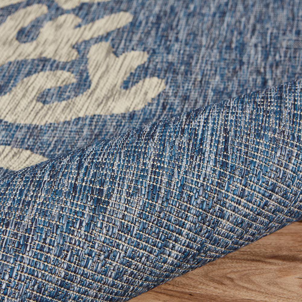 Navy and Gray Coastal Coral Pattern Synthetic Outdoor Rug, 8' x 10'