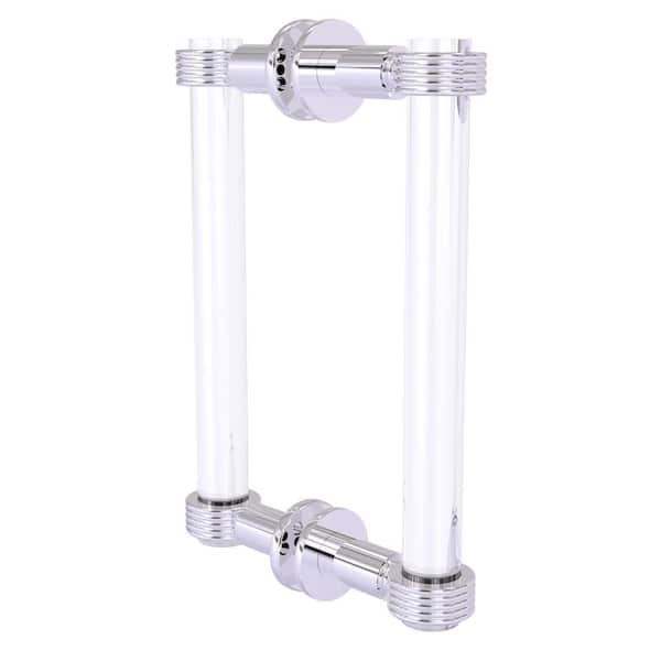Allied Brass Clearview 8 in. Back to Back Shower Door Pull with Groovy Accents in Polished Chrome