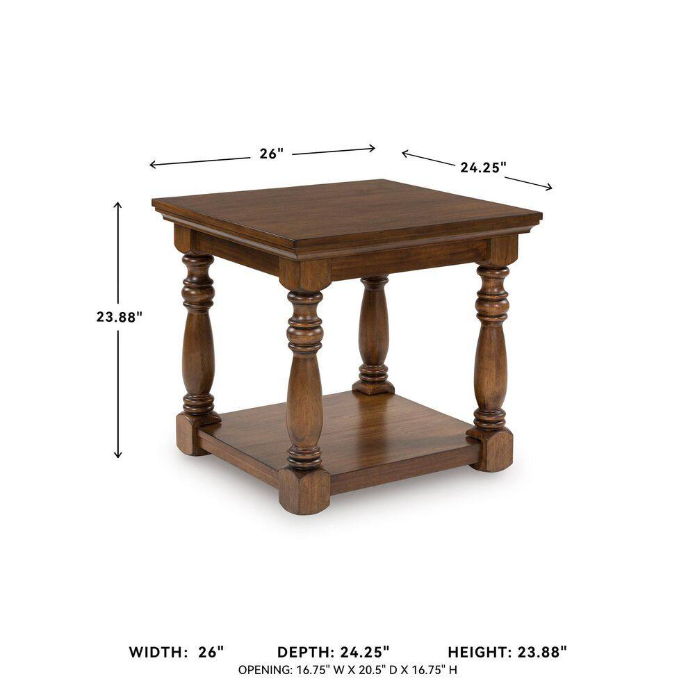 Sturlayne 26 in. Brown Rectangle MDF End Table with Shelf Storage - thumbnail 9