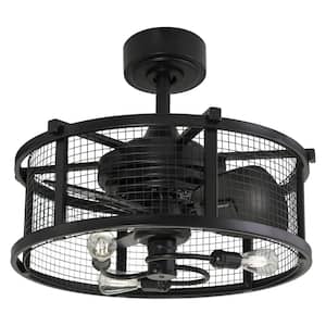 Humboldt 21 in. Industrial Indoor Black Ceiling Fan with LED Light Kit and Remote